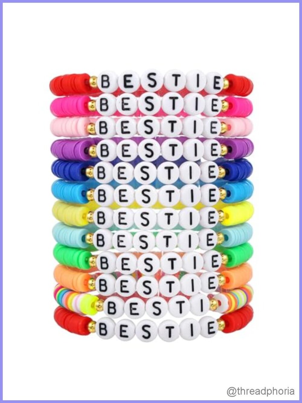 12 PCS Friendship Clay Bracelets Set for Women BFF Bestie Stretch Jewelry